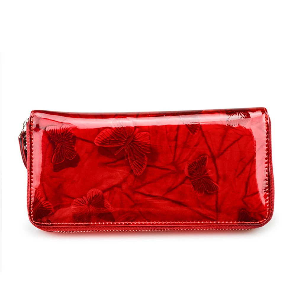 Женский кошелек из натуральной кожи клатч с бабочками на запястье Длинный молнии