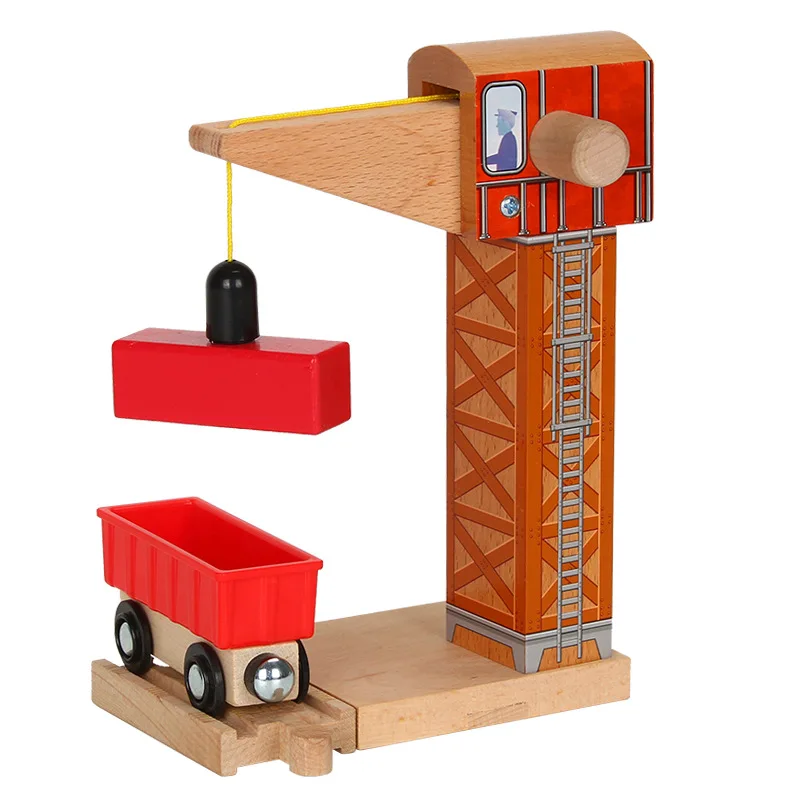 

p182 Wooden Track Accessories crane Tower Toys Magnetic Car Models Track Construction Games Compatible with Wooden Track