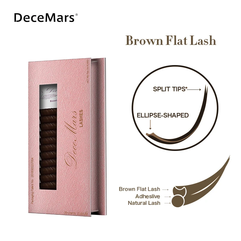Коричневые матовые Эллипсы DeceMars плоские накладные ресницы Мягкие Накладные