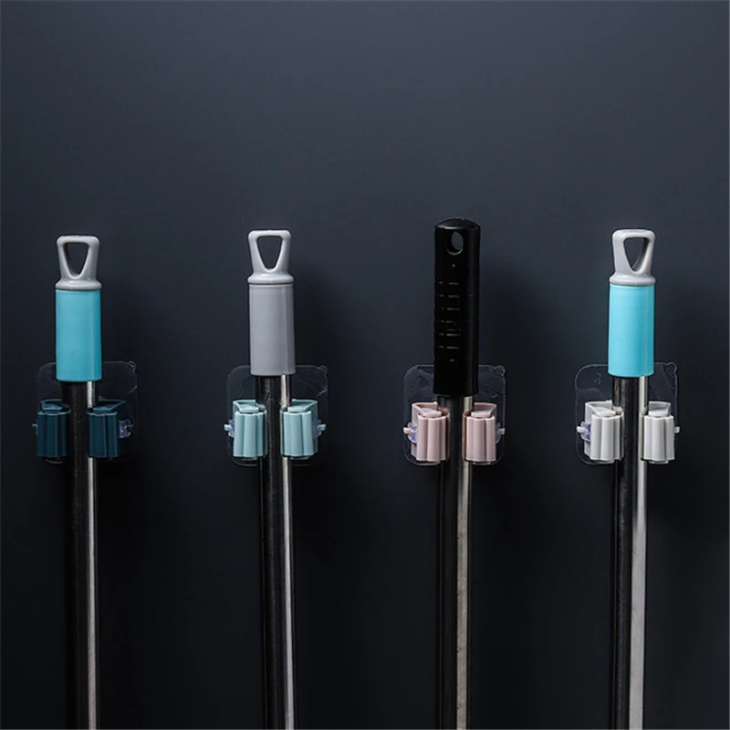 

Wall Mounted Mop Rack Broom Hanger Sticky Hook Household Storage Holder Home Clean Tool Kitchen Bathroom Organizer Accessories