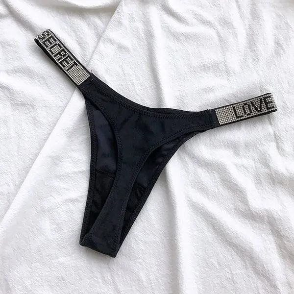 Сексуальные женские трусики с кристаллами нижнее белье надписью LOVE Secret Стразы