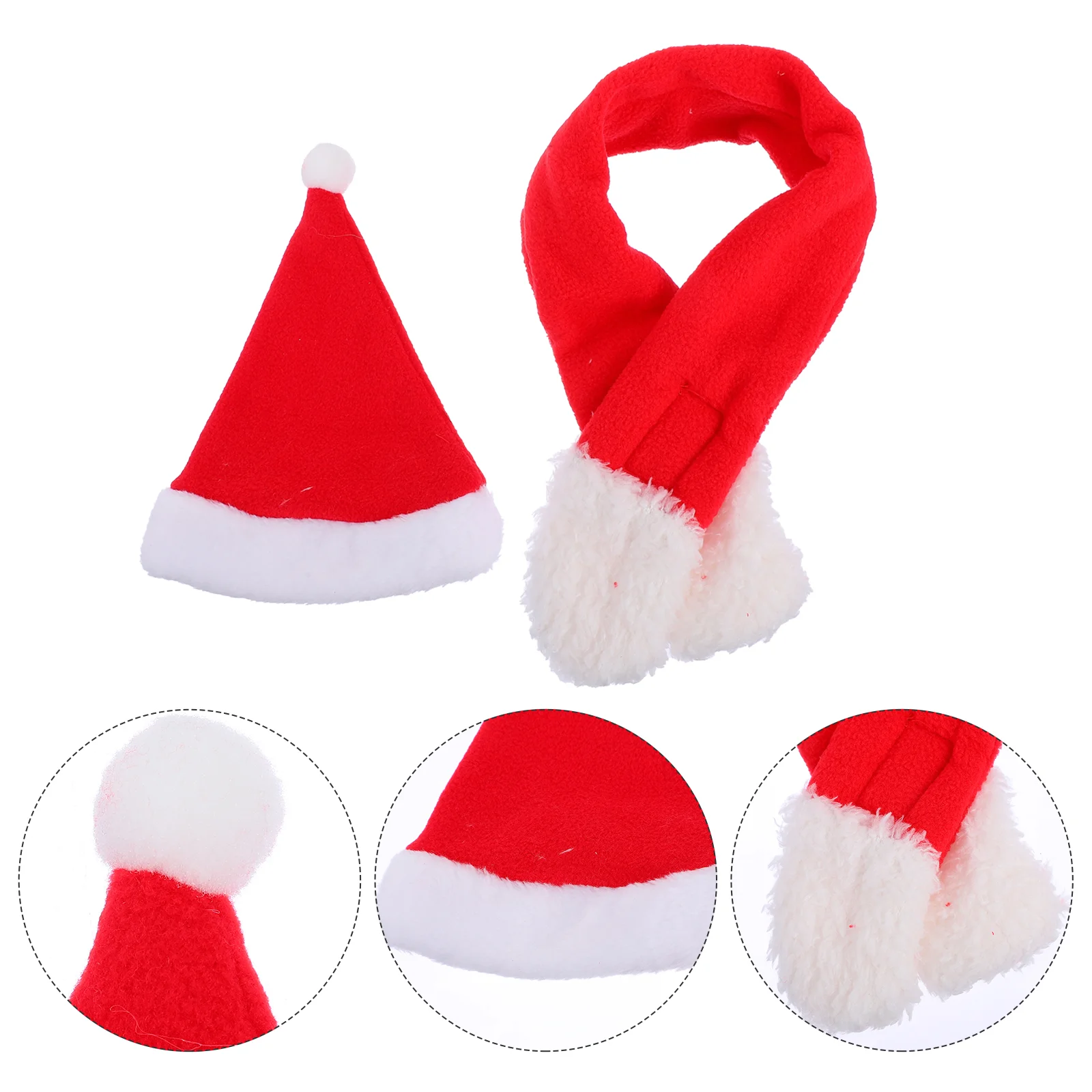 

1 Set Delicate Christmas Theme Pet Clothes Comfortable Plush Pet Hat Scarf