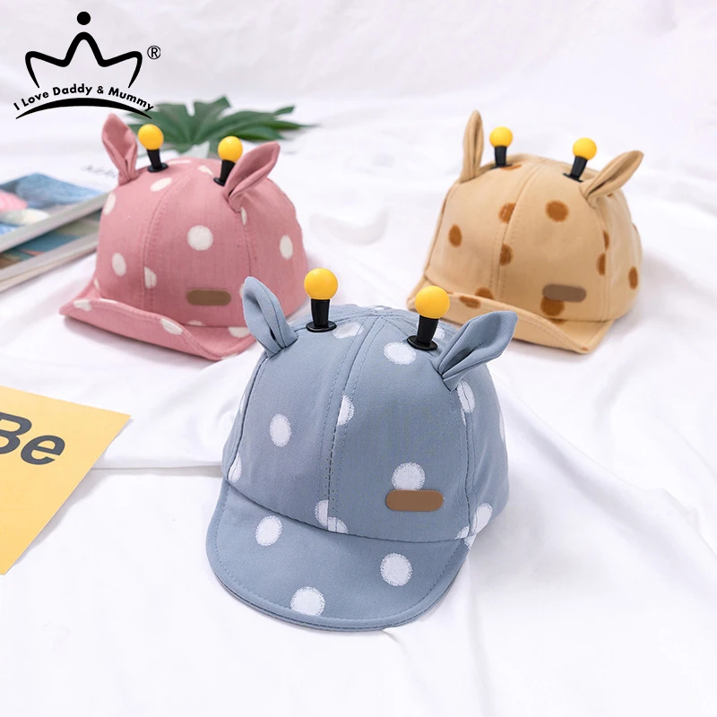Lovely Baby Boy Girl Hat With Ears Cartoon Dot Toddler Cap Summer Autumn Soft Cotton Infant Baseball Sun Visor Hats | Детская одежда и