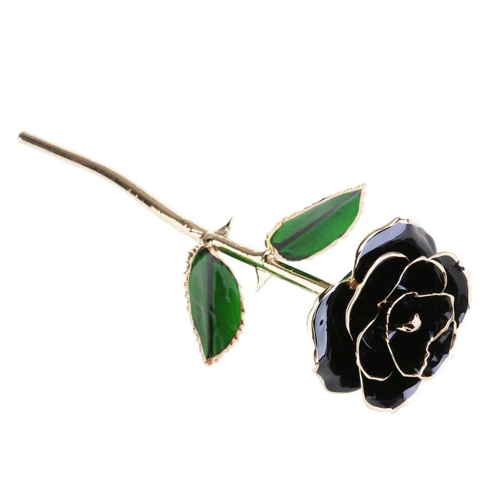

Blooming Lacquered 24K Gold Roses Plated Real Rose Birthday Valentine's Day Anniversary Gift with Souvenir Bag (Black)