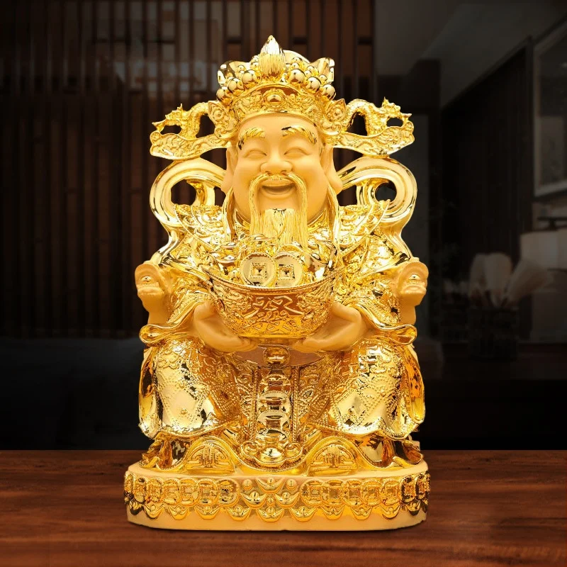 

Living Room Feng Shui God of Wealth Ornaments Resin Sculpture Home Decoration Housewarming Opening Lucky Fortune Gifts Crafts