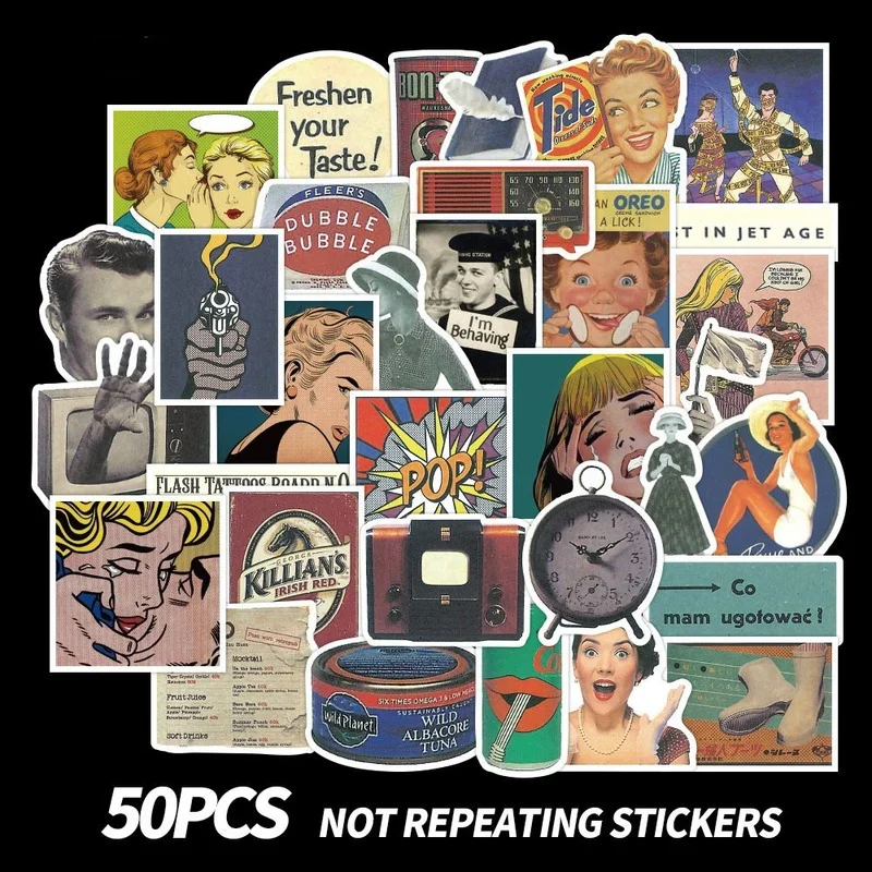 

50 шт. в упаковке европейские и американские ретро-постеры Стильные наклейки