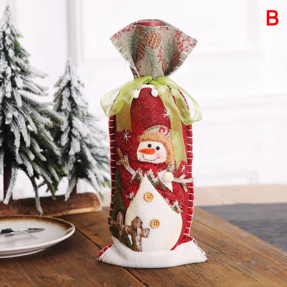 Рождественские Чехлы для бутылок вина с рисунком из мультфильма сумки витрины