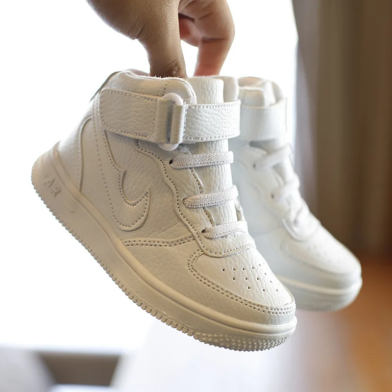 Осенние и зимние воздушные силы № 1 детская белая обувь высокие белые бархатные