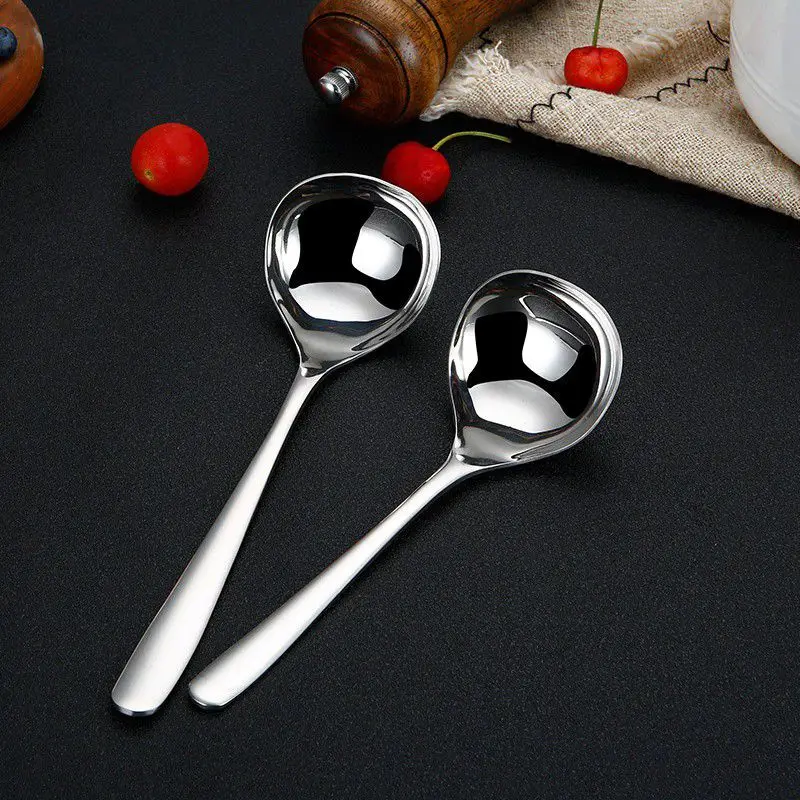 Серебряная длинная нержавеющая сталь для ложек набор столовых приборов супа