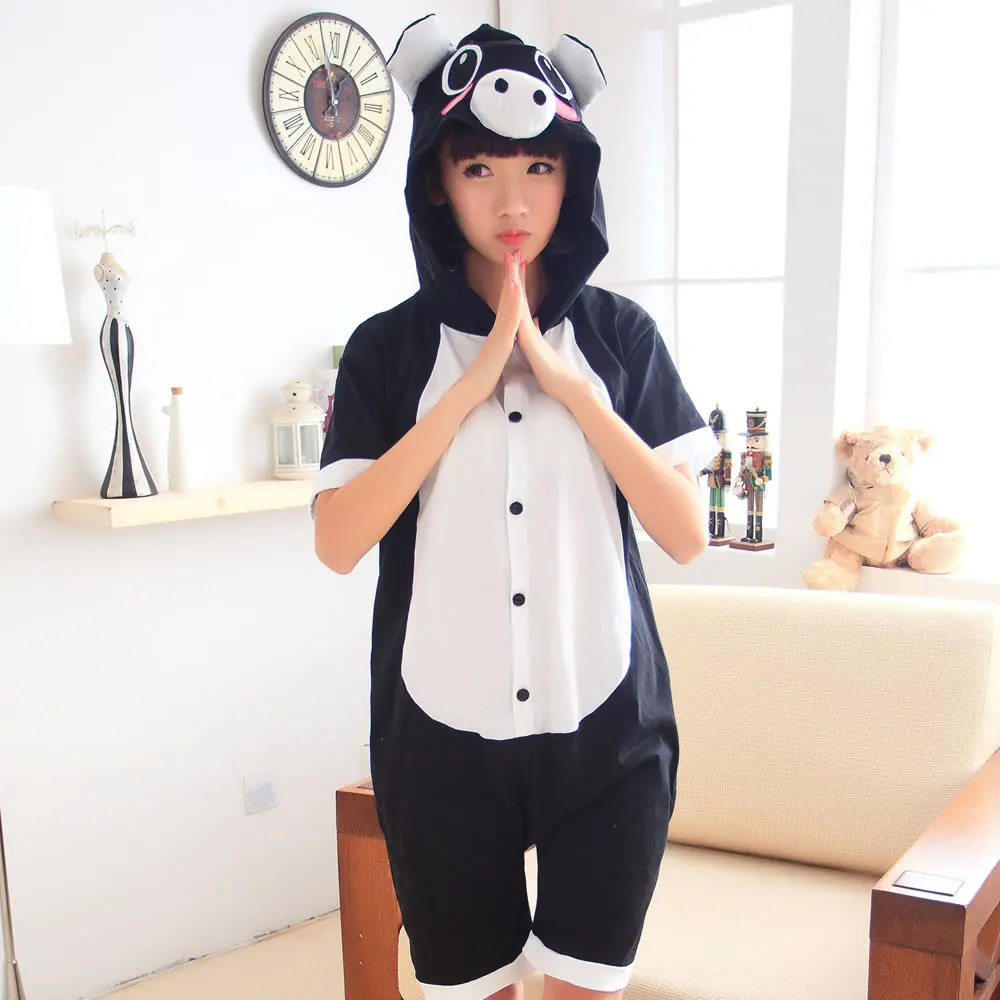 

Unisex Summer Onesie Animal Pijama Anime Sleepwear Cotton Pajamas for Adults Pyjama Party pjs women set pig