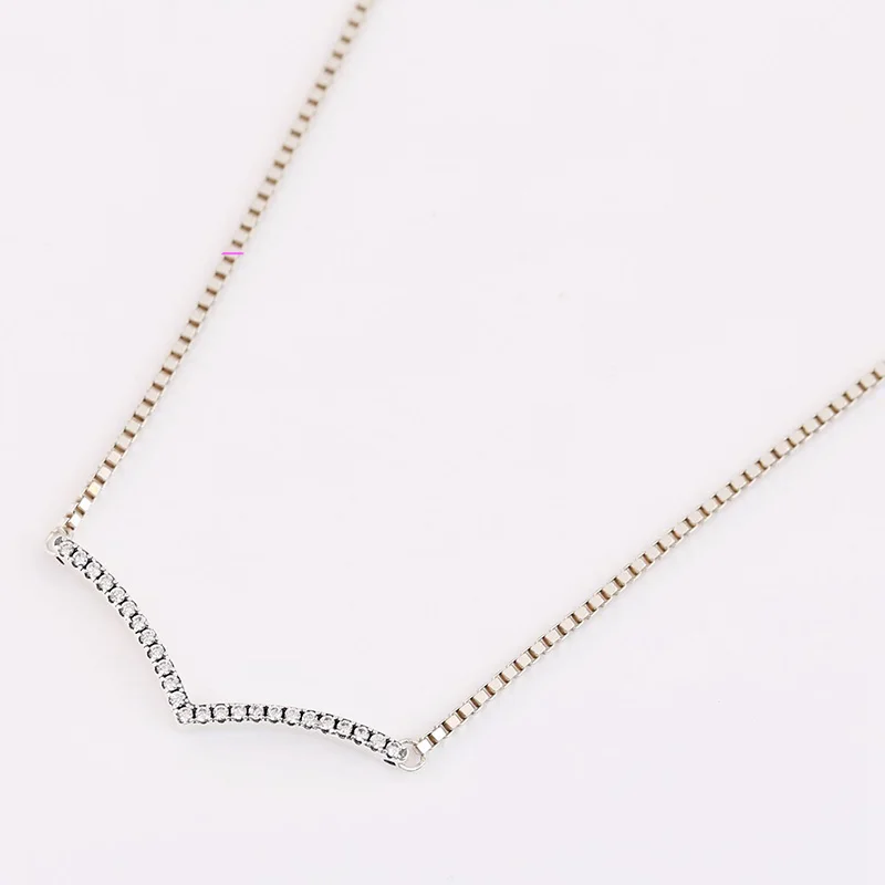 

Original 925 Sterling Silver Pan Necklace New V-shaped Wish To Wear Necklace For Women Wedding Party Gift Fashion Jewelry