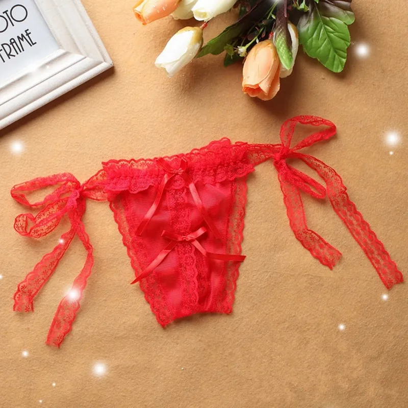 

New Women Sexy Lingerie Hot Erotic Sexy Panties Open Crotch Underpants Bandage Bow G-String And Thongs
