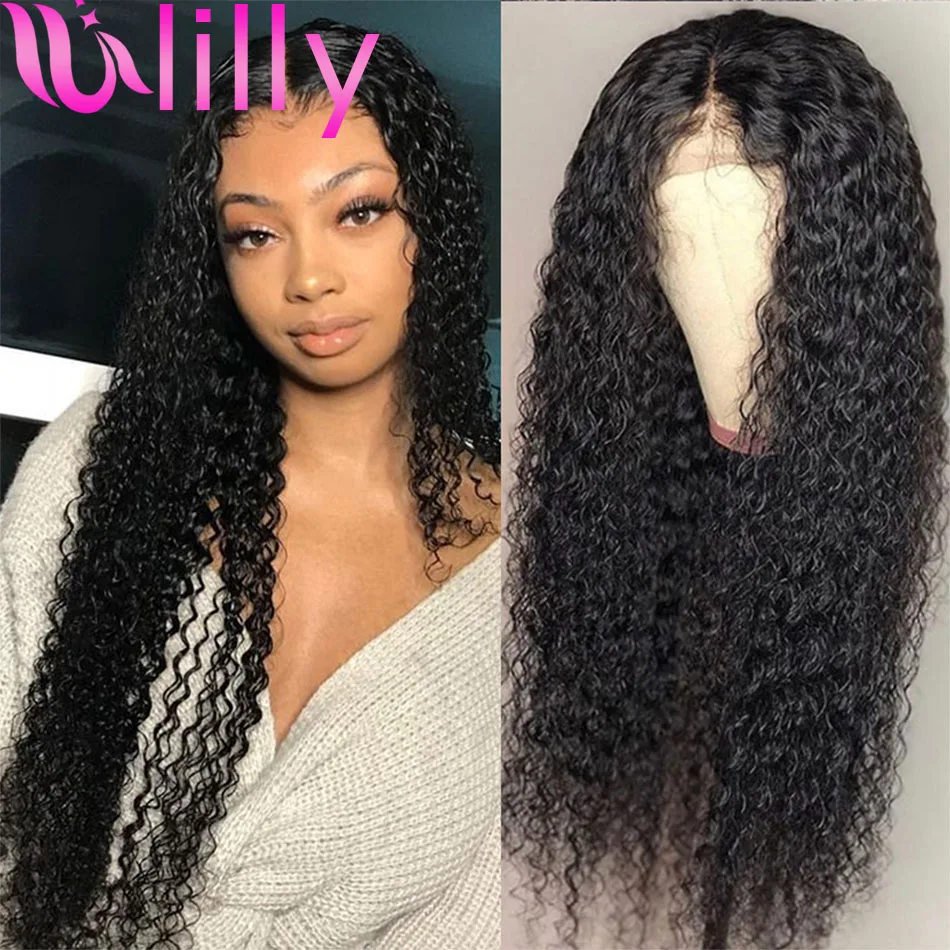 

Ulilly Hair Kinky Curly Lace Front Wig For Women Remy Human Hair Wigs 4x4 Lace Closure Pre Plucked With Baby Hair 150 Density