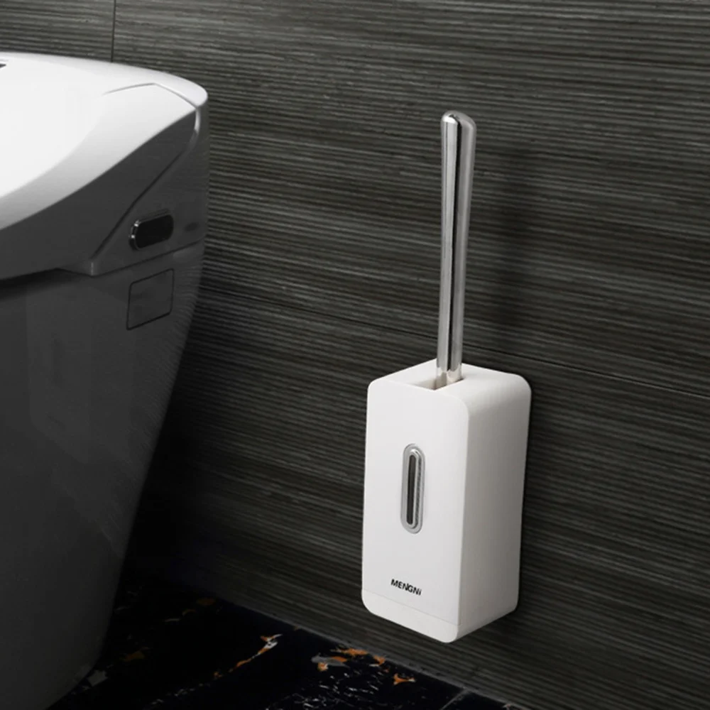 

Home Toilet Brush Set Thicken Stainless Steel and Toilet Bowl Cleaner Brush and Holder Set for Bathroom (White)