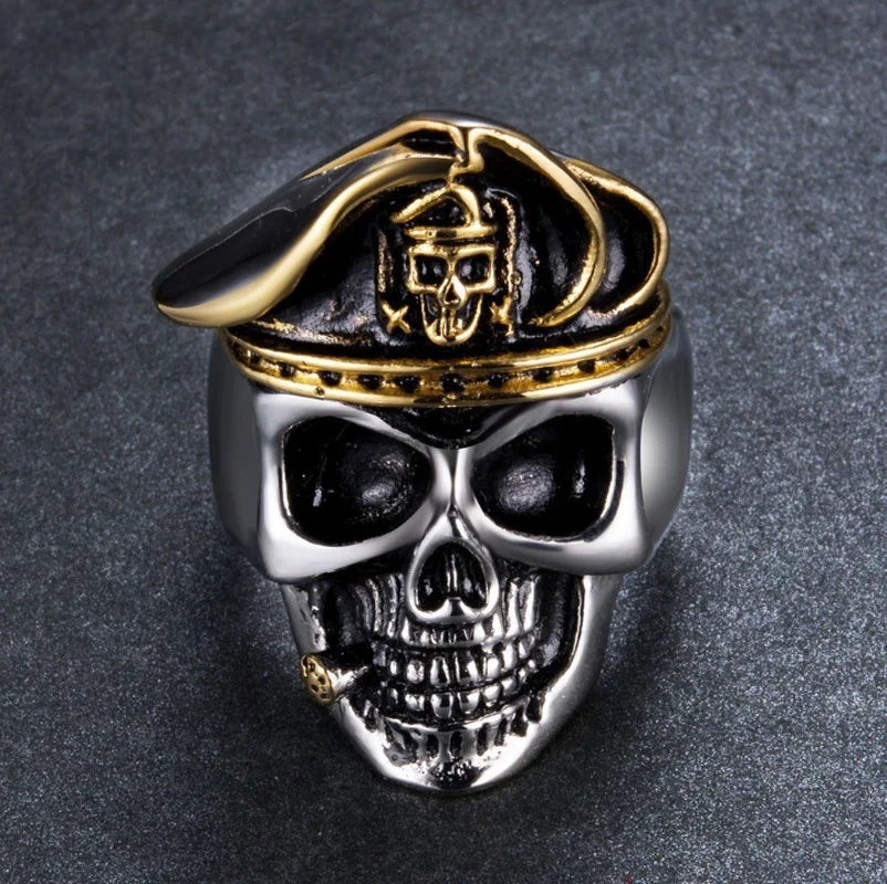 

Classic Special Forces Officer Skull Ring Men Rock Biker Jewelry
