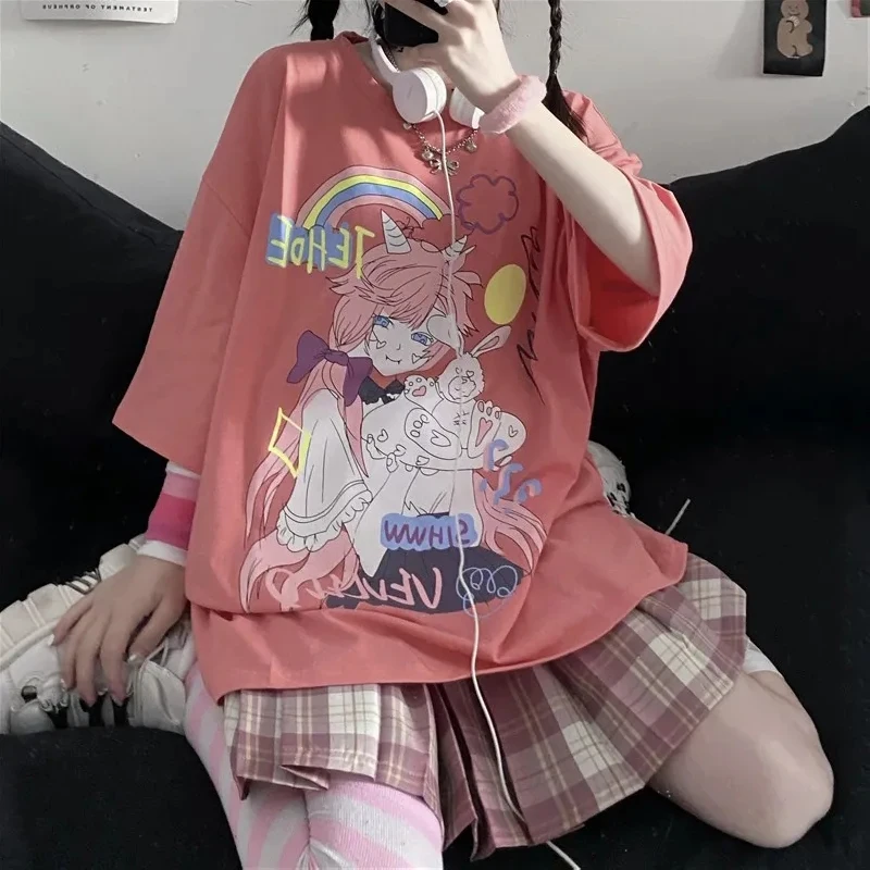 

Summer plus size women's beautiful loose women's t-shirts unicorn cartoon street clothing women's tops t-shirts Harajuku clothes
