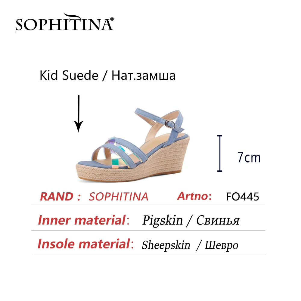 

SOPHITINA Wedges Concise Women Shoes Sandals Summer Stylish New Dressing Round Toe Genuine Leather Flock Platform 2021 FO445
