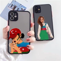 azerbaijan flag girl phone case for iphone 12 11 mini pro xr xs max 7 8 plus x matte transparent back cover