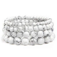 natural white howlite bracelet 46810mm round howlite stone beaded elastic bracelets for women men fashion energy jewelry