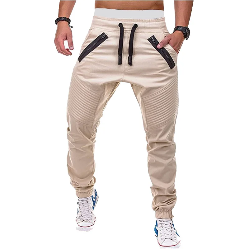 

Spring 2021 New Mens Casual Joggers Pants Multi Pocket Cargo Solid Color Thin Sports Pant Fashion Harem Sweat Pants Men