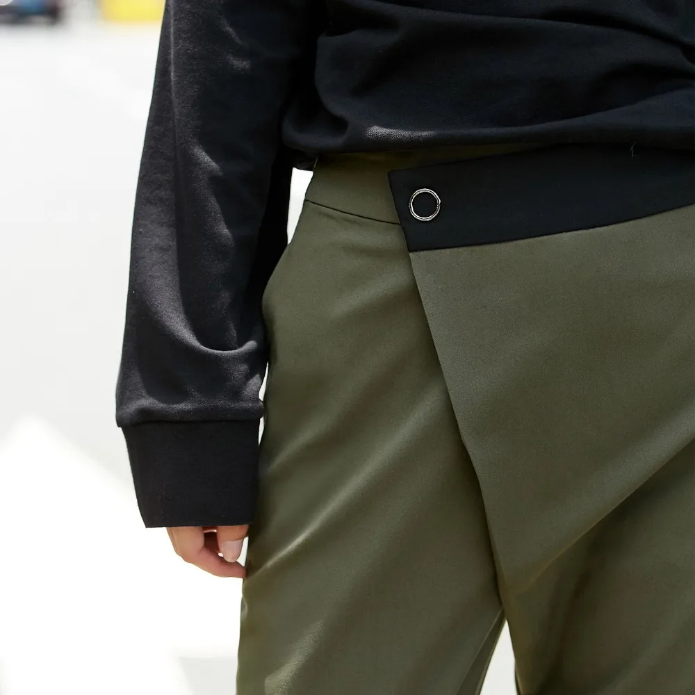 Amii женские офисные брюки с высокой талией элегантные однотонные длинные в стиле