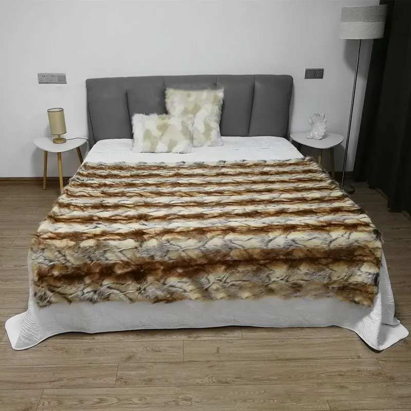 買取 フェイクファーブランケットレックスウサギキツネ寝室のベッドの毛布カスタマイズすることができ