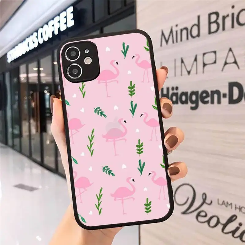 

Phone Case For iPhone 12 11 Mini Pro XR XS Max 7 8 Plus X Flamingo Matte transparent cover