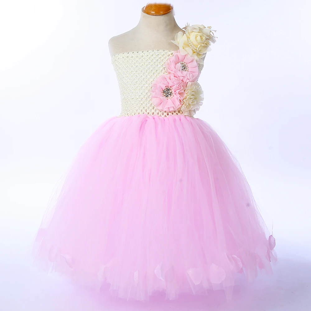 Розовое платье-пачка принцессы с цветами для девочек детские платья-пачки до