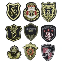 9pcs air force logo gold red military rank embroidery patches for on sew clothes coat tactical morale army logo applique badge