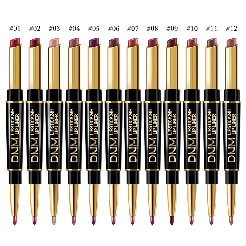 12 Цветов стойкая для губ подводка матовая губная помада двойная головка удобная
