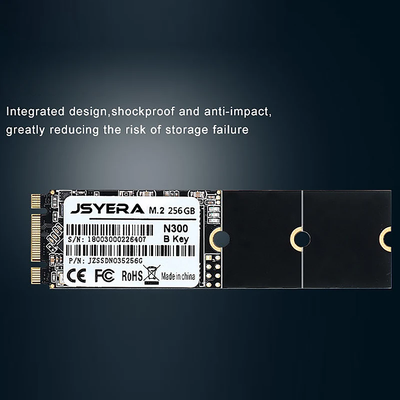 

JSYERA 256GB NGFF M.2 SSD 2280 M.2 B Key Interface SATA Protocol Solid State Drive, Suitable for Desktop / Laptop