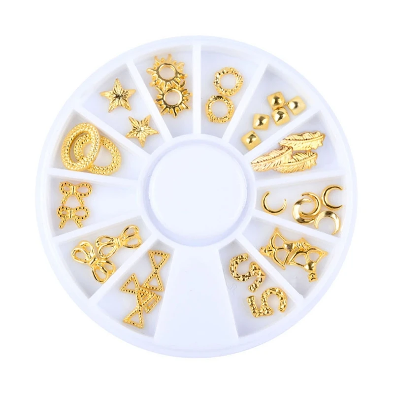 

1 Set 3 Styles 3D Gold Silver Nail Charms Metal Rivets Studs Rhinestones Nail Jewelry DIY Nail Art Decorations Accessoires