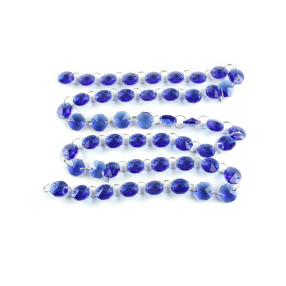 

1/5/10m Glass Beads Crystal Dark Blue Chandelier Lamp Octagon Chain Garlands Wedding & Party Decor