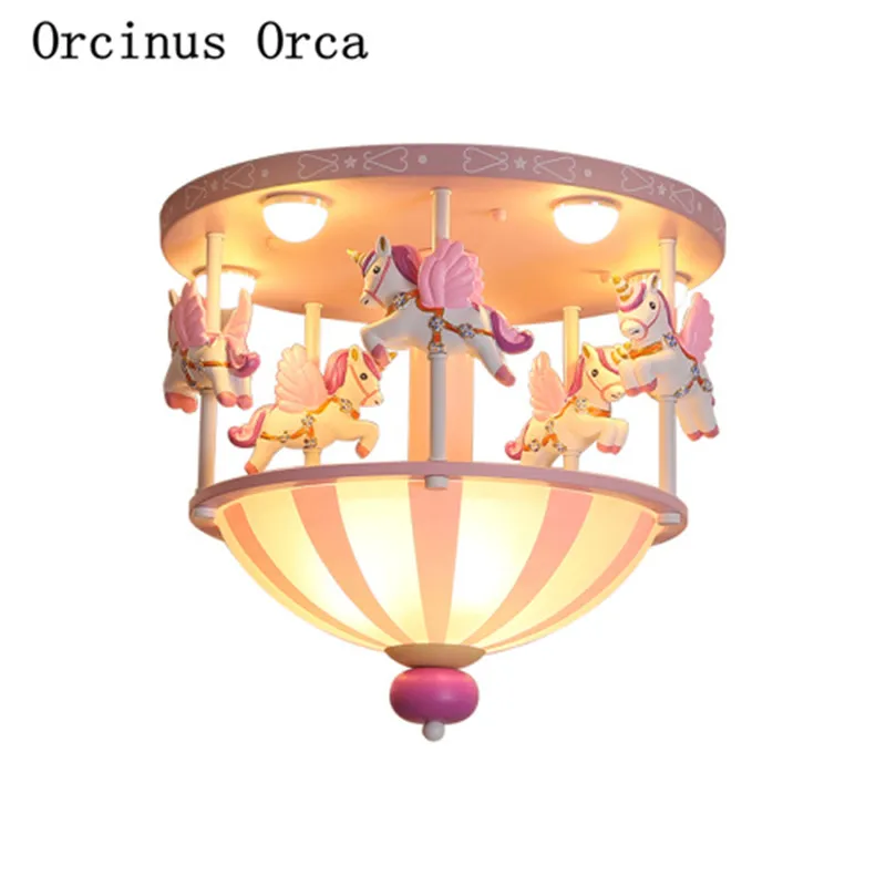 Cartoon creative circus pink ceiling light Boy Girl Bedroom children's room romantic cute pony | Лампы и освещение