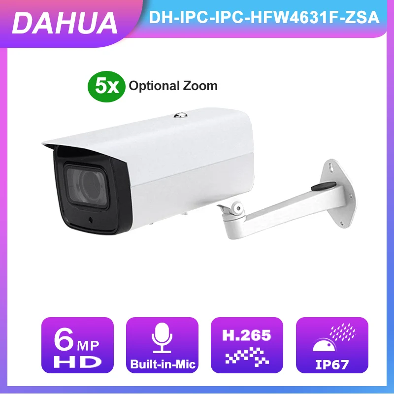 

Dahua 6MP IP Camera 5X Optical Zoom IPC-HFW4631F-ZSA SD Card Slot IR 80m CCTV Camera PoE Built-in Mic Home Security Protection
