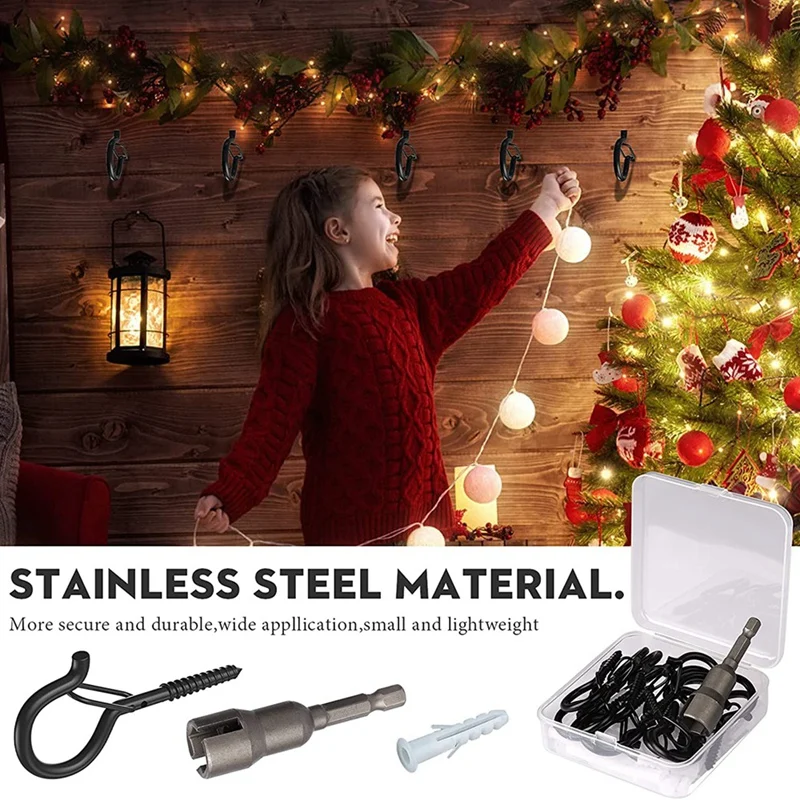 18 Set Q-Hanger Hooks for Outdoor String Lights Ceiling Hook Screw Christmas Rope Light Clips Fairy Plants Wind | Дом и сад