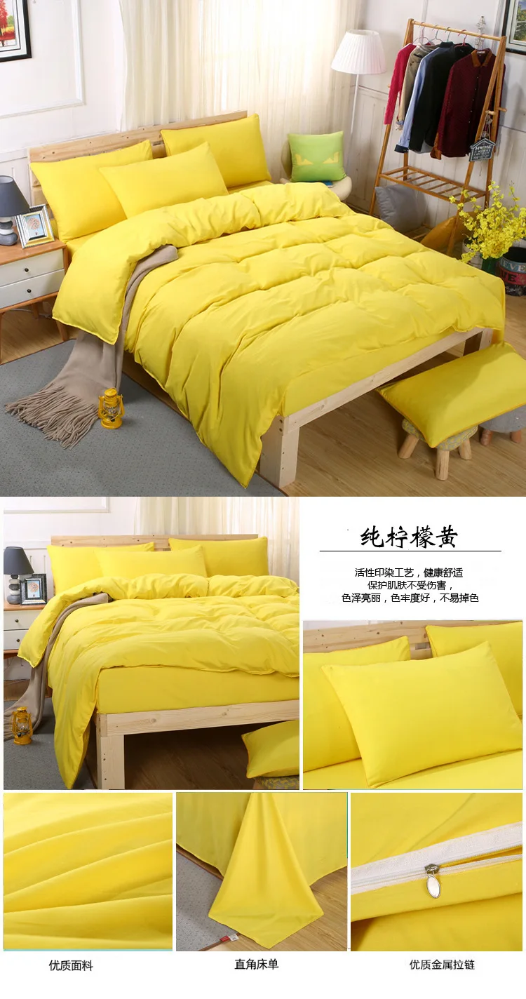 Red Pure Color AB Side 4pcs Bedding Set 1.5m 1.8m 2m 2.2m Bed Sheet Duvet Cover Pillowcase Beds King Queen Double Size Bedlinens