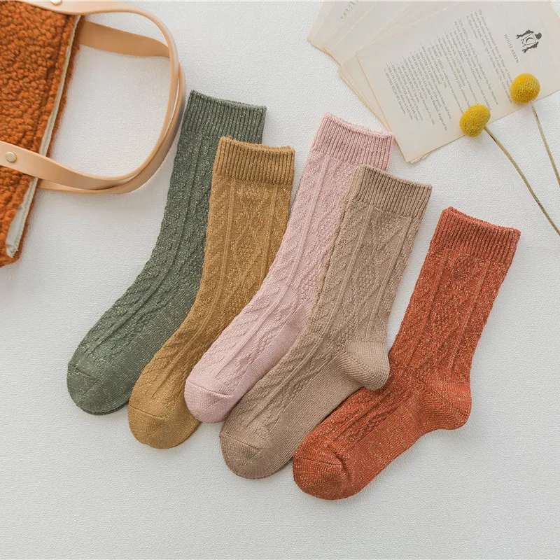 Женские носки хорошего качества в стиле Харадзюку новинка модные золотые