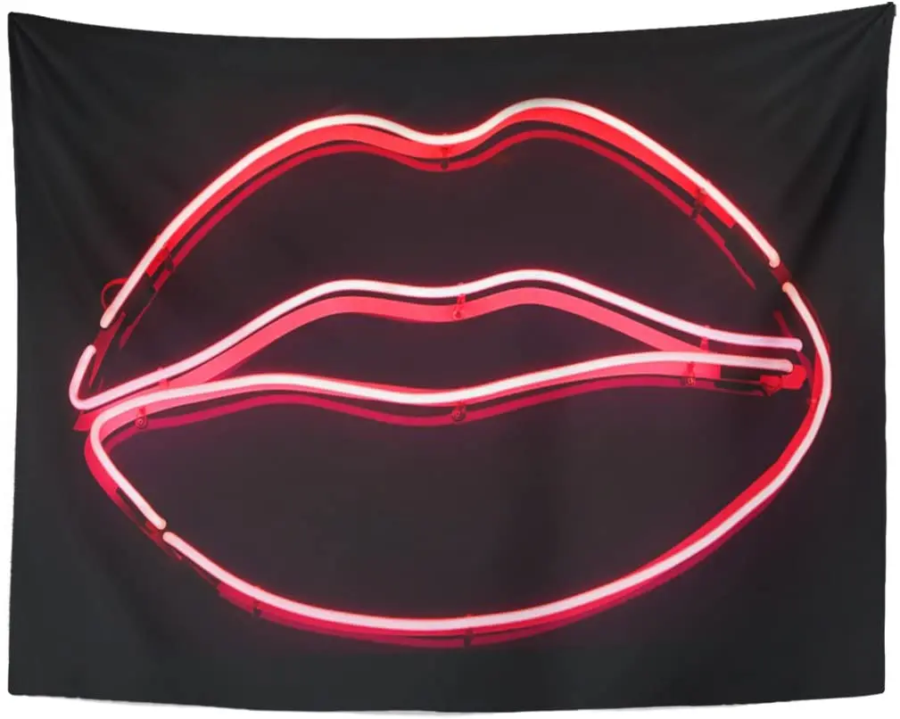 

Электрический гобелен, настенный декоративный темно-красный яркий розовый неоновый гобелен с губами, для гостиной, спальни, размером 60x80 дю...