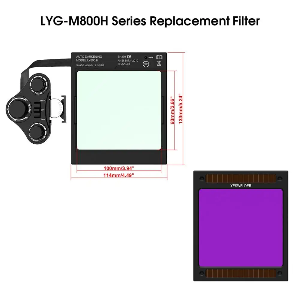 Сменный светофильтр YESWELDER с автоматическим затемнением на солнечной батарее ADF