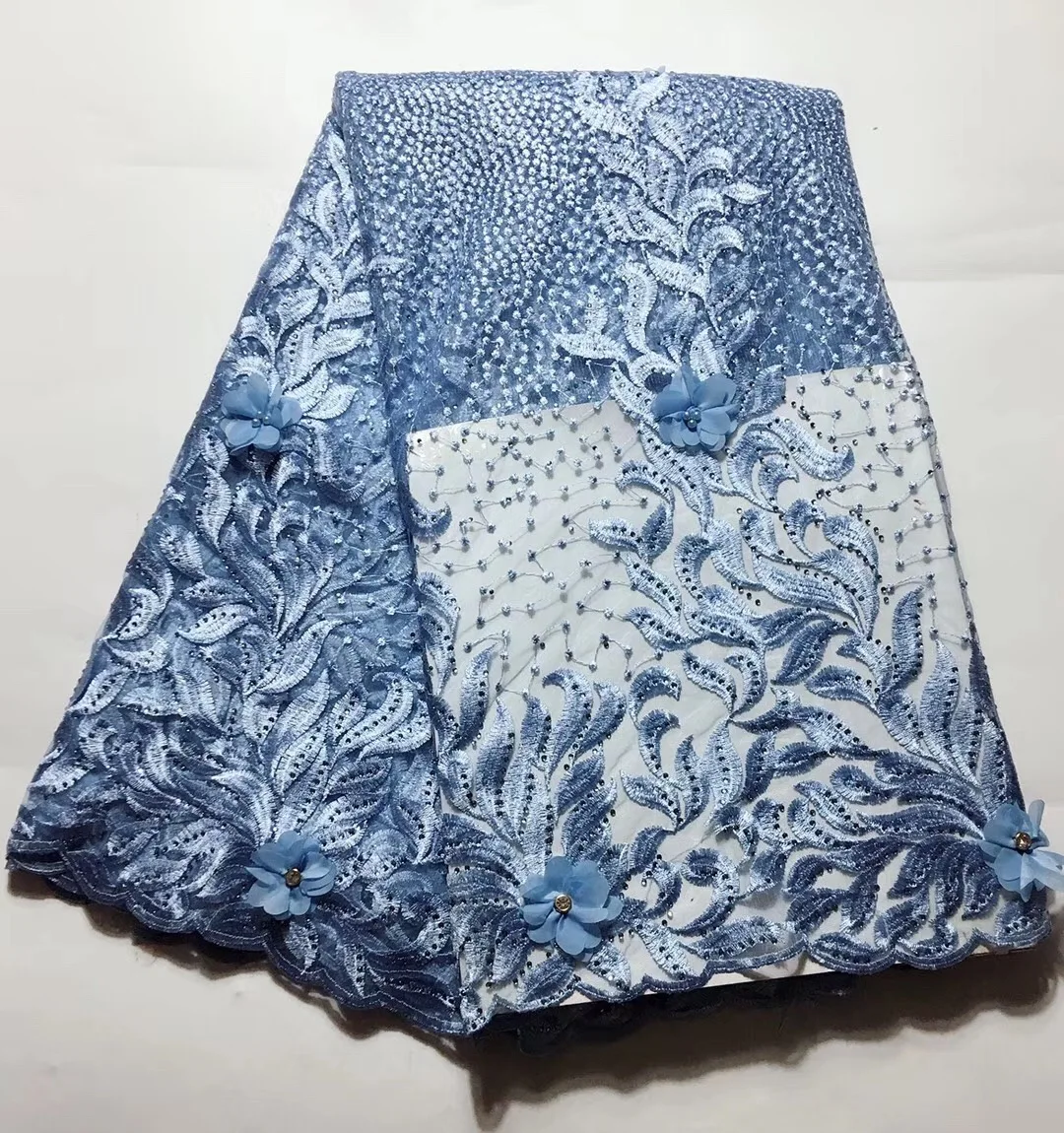 Королевская Синяя африканская кружевная ткань 2019 высокое качество французская