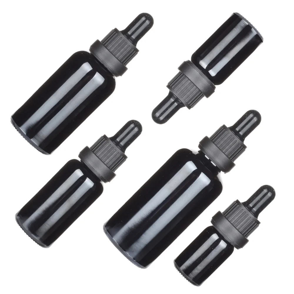 10pcs/lot 5ml 10ml 15ml 20ml 30ml 50ml 100ml black glass essential oil dropper bottle wtih piepette drop vials Containers | Красота и