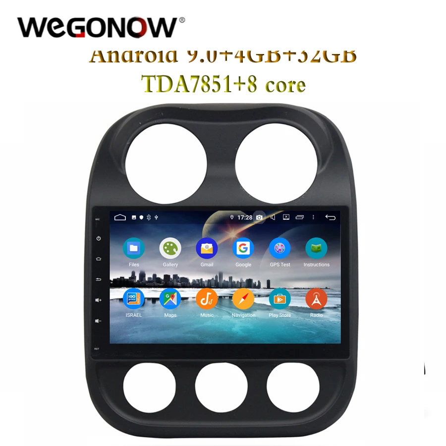 DSP ips 1 din Android 9 0 для Jeep Compass 2010 2016 4 Гб + 32 ГБ 8 ядерный автомобильный dvd плеер gps