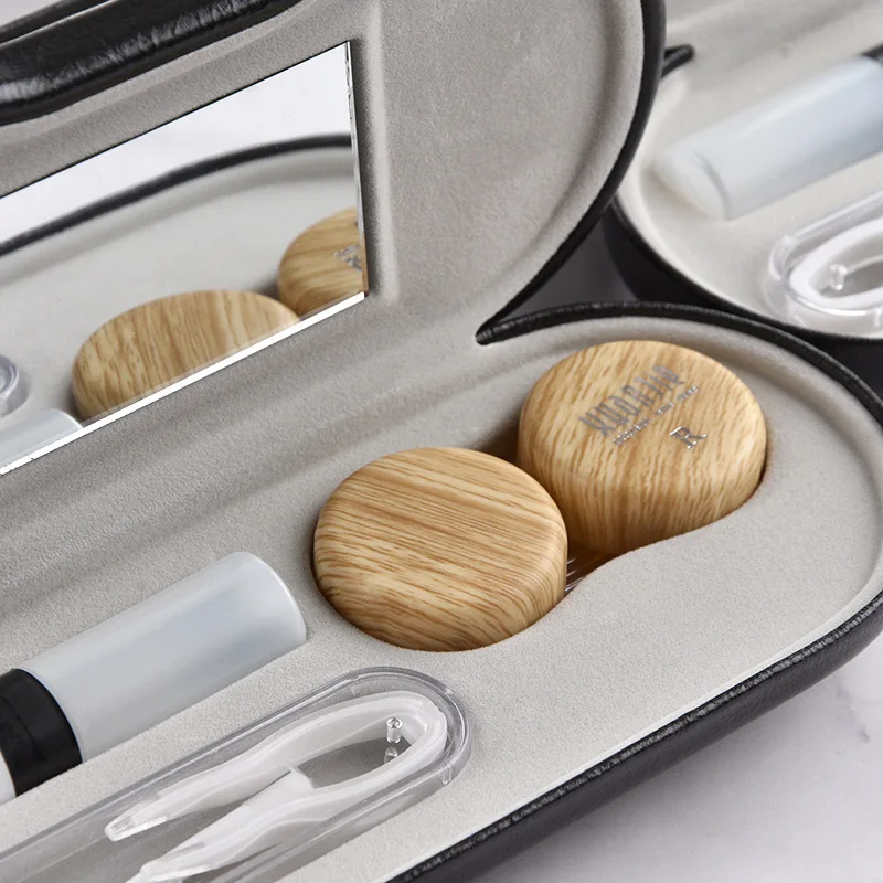 2 In 1 Unisex Wood Grain Dual Use Glasses Case Double Layer Eyeglasses Holder Portable Contact Lens Boxes Eyewear Accessories | Аксессуары
