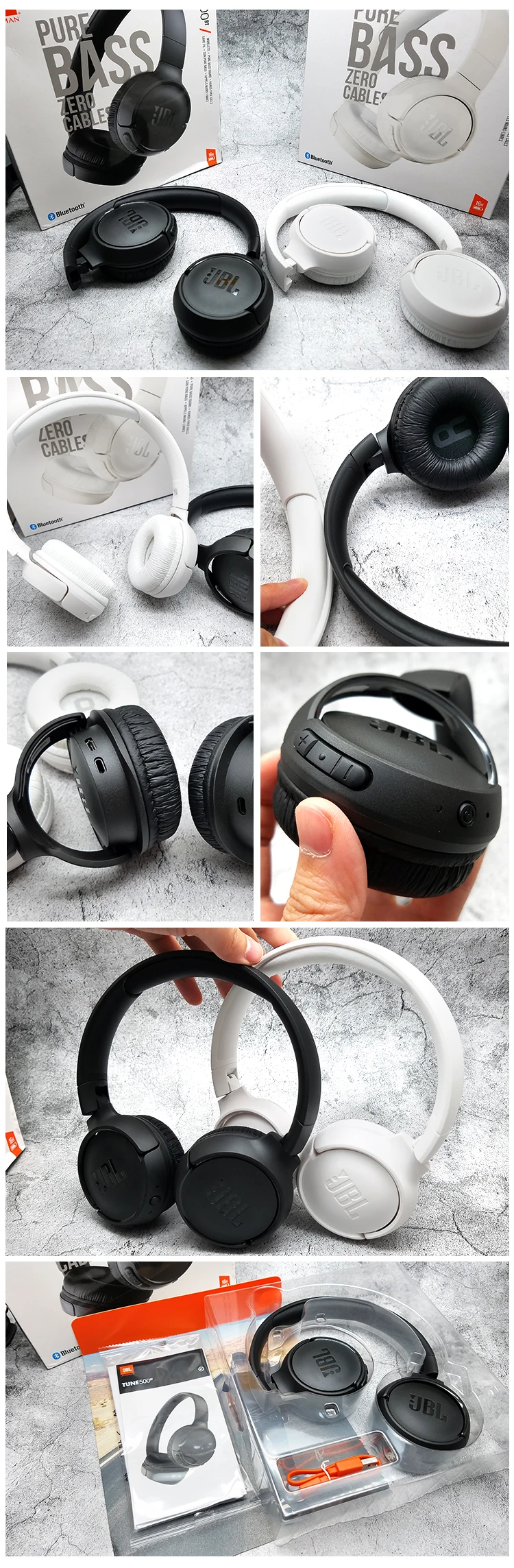 JBL T500BT Bluetooth Беспроводные наушники с микрофоном чистый Бас Звук шумоподавление портативная складная гарнитура спортивные наушники