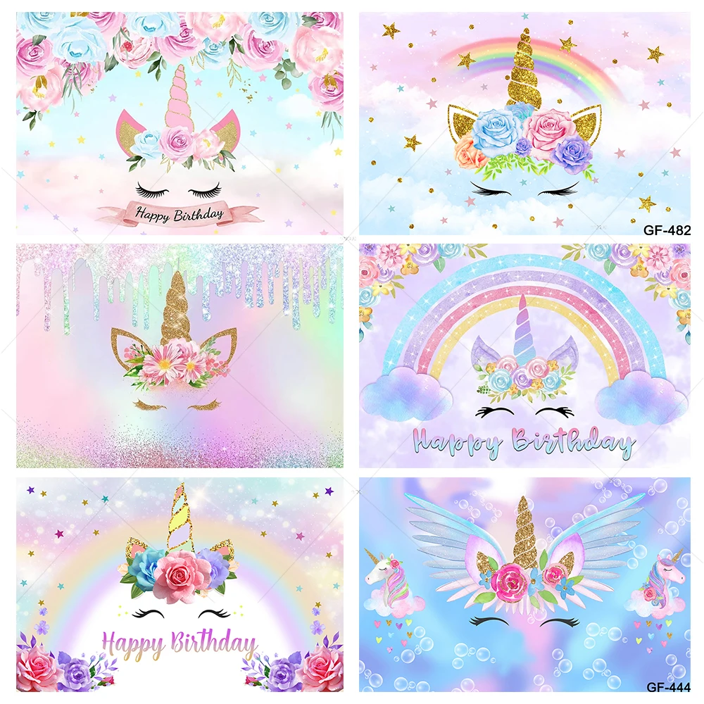 

Фон для фотосъемки с цветами и изображением девушки на день рождения блестящая Звезда Радуга Единорог Красочные цветы фон для фотосъемки Ф...