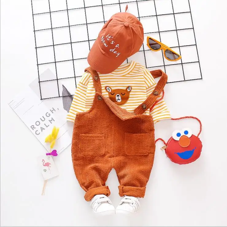 Осень 2020 комплекты одежды для малышей маленьких девочек Полосатое платье