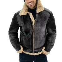 mens 2021 faux fur jacket coats leather autumn winter thick warm fleece casual bomber moto biker zipper overcoat male