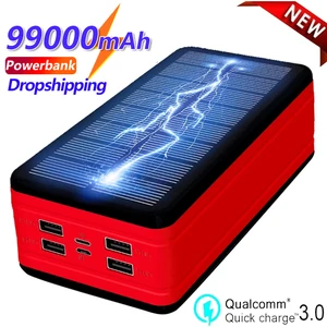 new solar power bank 99000mah large capacity portable charger led 4usb outdoor travel external battery for iphone samsung xiaomi free global shipping