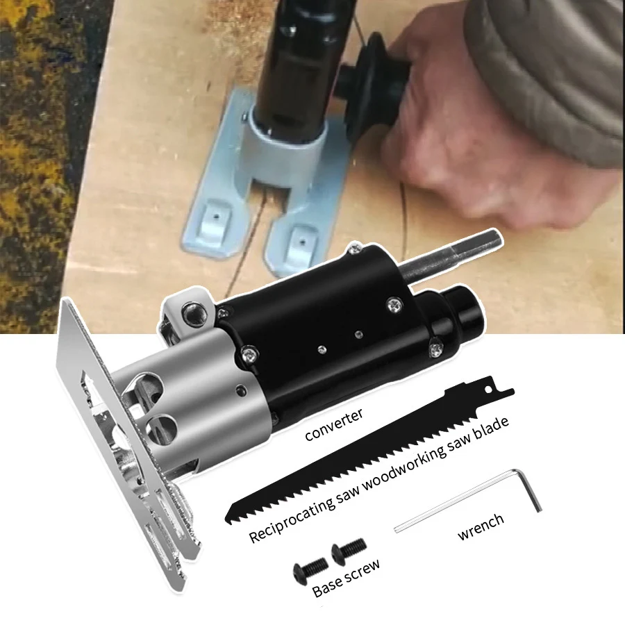 

Multifunction Reciprocating Saw Adapter Set Change Electric Drill Into Reciprocating Saw Jig Saw Metal File Cutter Drill Attachm